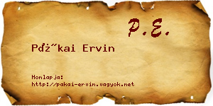 Pákai Ervin névjegykártya