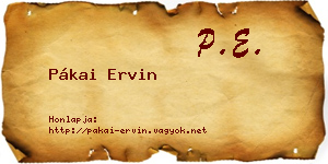 Pákai Ervin névjegykártya